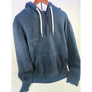 Superdry Embossed Logo Pullover Hoodie Deep Navy Size Large